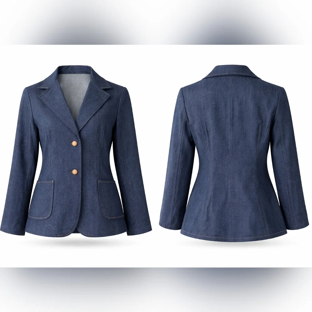 Vintage Homemade/Handmade Women's Denim Blazer Jacket SMALL/Medium - Picture 2 of 6